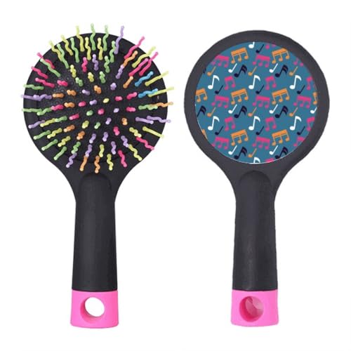 Brosse à cheveux démêlante bleue avec motif notes de musique