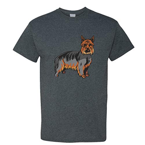 Custom Funny Graphic T Shirts for Men Australian Silky Terrier Cotton Top Smoke Design Only X Large