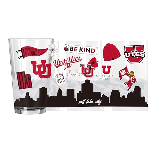 Image of Logo Brands NCAA 16 oz Pint Glass - Durable Glass With Bold Team Color- Chip-Resistant Rim Drinkware For Fans, Tailgates, Home Bars & Everyday Use