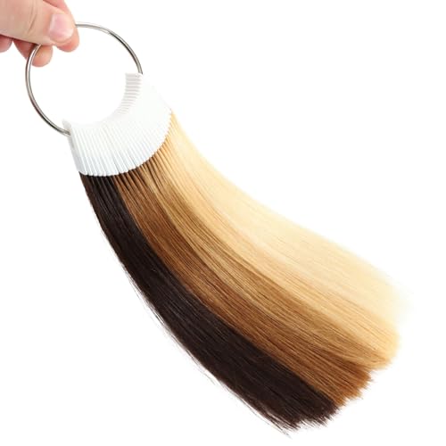 REDMENCO Campioni di capelli umani per test di colore 5 tonalità di livello naturale Campioni per anelli di colore da salone 30 pezzi 8 pollici