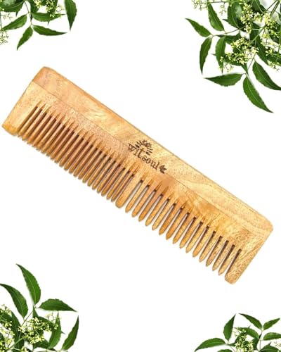 Image of WITSOUL Neem Wood Comb ORGANIC /Ayurvedic /Anti-Dandruff Comb For Men And Women /Brown color / (SET OF 4 WITH SHOWER COMB)
