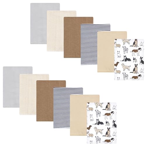Hudson Baby Unisex Baby Flannel Burp Cloth 12pk, Handsome Dogs, One Size