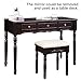 VASAGLE Vanity Makeup Set with 7 Drawers, 2 Brush Slots and 4 Open Compartments, Dressing Table with Tri-Fold Necklace Hooked Mirror, Solid Wood Legs, Cushioned Stool, Dark Espresso URDT06Z