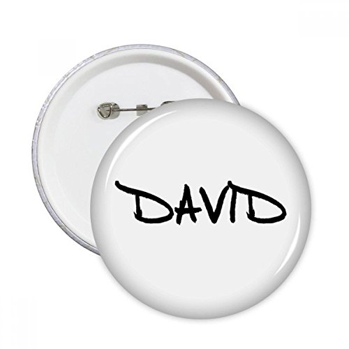 Badge Bouton DAVID Pins Rond Écriture Manuelle Décoration Textile Sac à Dos Accessoire Lot de 5