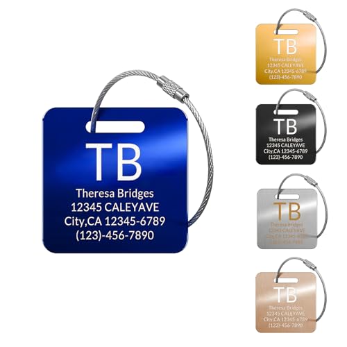 Made in USA Custom Metal Luggage Tags with Initials (2x2)