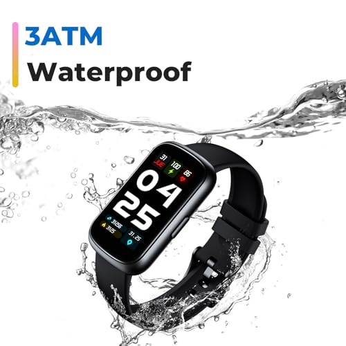 Image of Fitness Tracker Smart Watch, 1.47 inch Full Touch, Deep Black 24 /7 Heart Rate & Blood Oxygen Monitor, Sleep Tracker, 3ATM Waterproof, Step & Activity Tracker, For Women Men