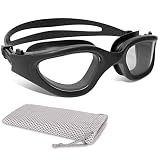 Winline Schwimmbrille für Herren Damen Anti-Beschlag UV-Schutz wasserdicht klare Sicht,Schwimmbrille polarisierter/nicht polarisierter für Erwachsene Jugendliche (Clear Lens/All Black)