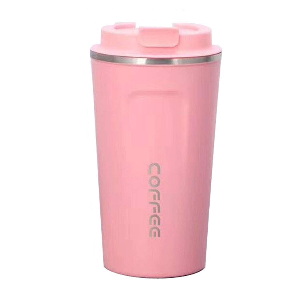 Gteller Edelstahl-Reisebecher, doppelwandig, isoliert, Vakuumbecher mit Deckel (Rosa, 482 ml)