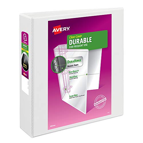 avery durable clear view 3 ring binders 2 inch ezd rings 1 white binder 09501