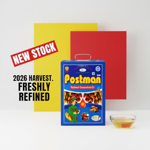 Image of Postman Premium Refined Groundnut Oil 15Litre Tin | Pure & Light Peanut Oil for Deep Frying, Cholesterol Free & Vitamin E Rich Singdana Tel