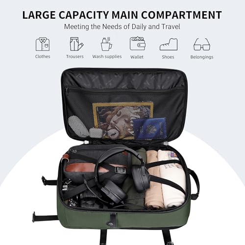 WITZMAN Carry On Travel Backpack for Men Large Convertible 45L Fit 17 Inch Laptop Backpack 3 in 1 Bag for Airline Approved(B688 Army Green)3