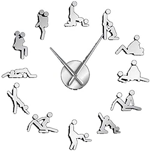 Horloge murale géante bricolage argenté grand format motif vilain jeu pour salon moderne