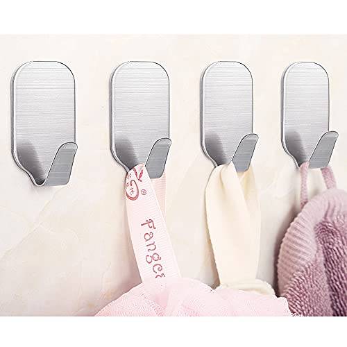 Kiemeu kleine Haken selbstklebend Edelstahl, Handtuchhaken ohne Bohren für Bad und Küche, starke Klebehaken für Wand
