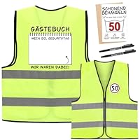 FIDWALL 18/30/40/50/60 Geburtstags-Warnweste Für Männer Und Frauen – Lustiges Signierbares Geschenk Mit Grußkarte Und Markern, Originelle Reflektierende Weste Zur Geburtstagsfeier (50)