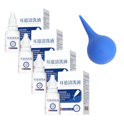 4 Stück Ohrenspülung Ohr Reinigung Spülen 20 ml Mit 1 Ohrensauger, Sanft Ohren Schmalz Entferner Spray, Einfache Anwendung, Effective Ohrentropfen, Bei Verstopften Ohren Juckreiz Ohrensausen