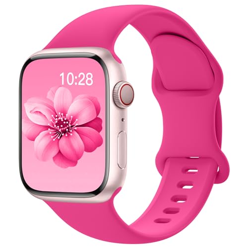 Image of Sport Silicone Band Compatible with Apple Watch Bands 40mm 38mm 41mm 44mm 45mm 42mm 49mm Women Men,Soft Wristband Waterproof Replacement Sport Strap for iWatch Bands Series 9 8 7 6 5 4 3 2 1 SE Ultra