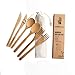 Bamboo Cutlery Set Khelif A & C, Bamboo Utensils, Eco Friendly Flatware Set, Bamboo Travel Utensils, Camping Utensils Set, 08 inch Portable Utensils Set, 2 Knives, 2 Forks, 2 Spoons with case.