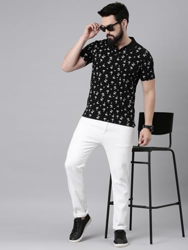 Image of KRYPTIC Men's Ultra-Soft Cotton Rich Casual Printed Half Sleeve Regular Fit Classic Polo T-Shirt - Soft, Cool & Stylish Everyday Wear