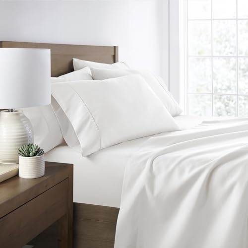 Linen Market Full Sheet Set 6 Piece - Ultra Comfortable & Breathable Cooling Full Bed Sheets - Deep Pocket & Wrinkle-Free Sheets Fits 16 Mattress - Extra Soft & Oeko-TEX Certified - White