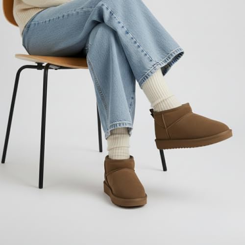 Image of CUSHIONAIRE Hip-3 Genuine Suede Leather Ankle Boots for Women - Pull On Cozy Faux Fur Boots Womens Shoes with Comfortable Memory Foam