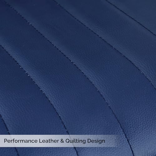 Image of Dining Chairs Set of 2, Modern Dining Chairs with Thick Cushions, Faux Leather Upholstered Kitchen Dining Room Chairs with Metal Legs for Dining Living Room (Navy Blue)