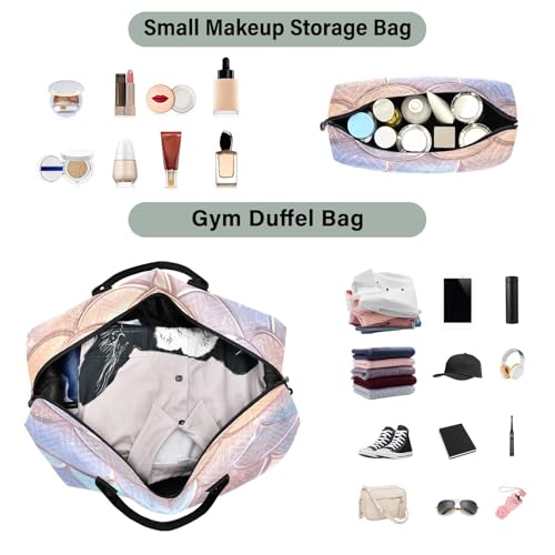 Travel Duffle Bag Weekender Bags Overnight Bag with Toiletry Bag Gym Duffel Bag Glittering Dragon Scales for Travel Business Trips Sport4