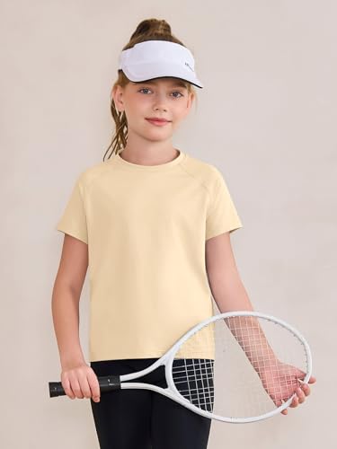 Image of Haloumoning Girls Athletic Shirts Short Sleeve Quick Dry T-Shirt Kids Summer Tee Tops 5-14Y
