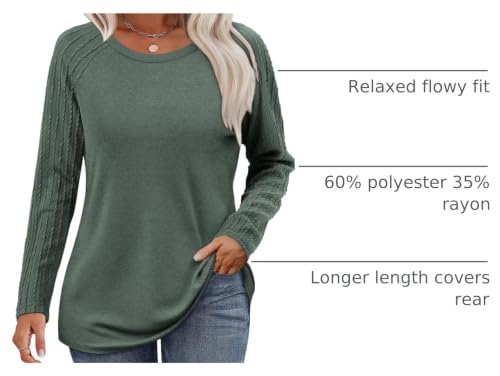 Image of OFEEFAN Long Sleeve Shirts for Womens Fall Fashion 2026 Crewneck Oversized Sweatshirt Tunic Tops to Wear with Leggings
