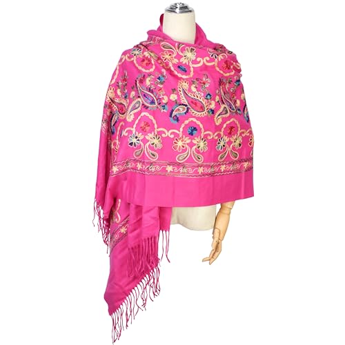 Women’s Embroidered Oversize Tassel Pashmina Shawl Scarf Gift for Women2