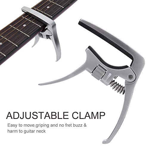 Guitar Tuner Clip, Guitarra Acústica Capo Portátil, Metal Leve Ajustável para Guitarra Acústica Guit