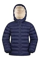Mountain Warehouse Seasons Fur-Lined Kids Padded Jacket - Lightweight, Warm & Water-resistant Puffer Coat, Boys & Girls - For Autumn Winter, School & Outdoors Navy Kids Size 3-4 Years