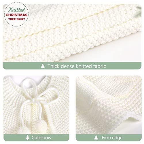 Souarts 48 Inch White Christmas Tree Skirt, 2022 Knit White Tree Skirts, Decoration Ornaments Holiday Christmas Party Mat Tree Skirt (A-White, 48Inch) #TOP3