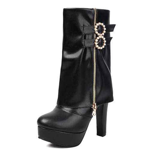 Bottes mi-mollet élégantes au design épuré et bout rond pour femme