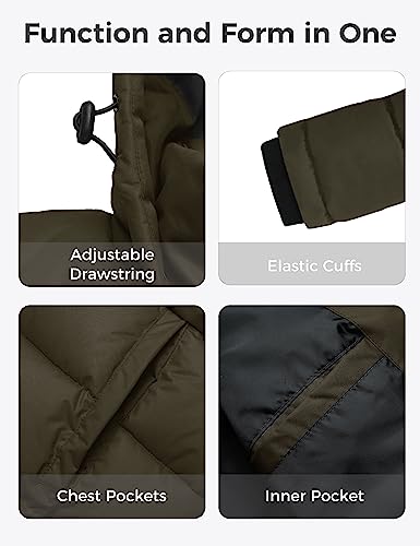 Foto de wantdo Chaqueta acolchada gruesa para hombre, abrigo de invierno cálido impermeable con capucha (imagen 8)