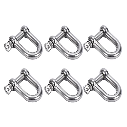 SyiXute 6 Piezas M6 Grilletes,D Anillo Grillete,Acero Inoxidable 304 D Grillete para Aparejos Pesados,Transporte,Grilletes de Cadena de Acero