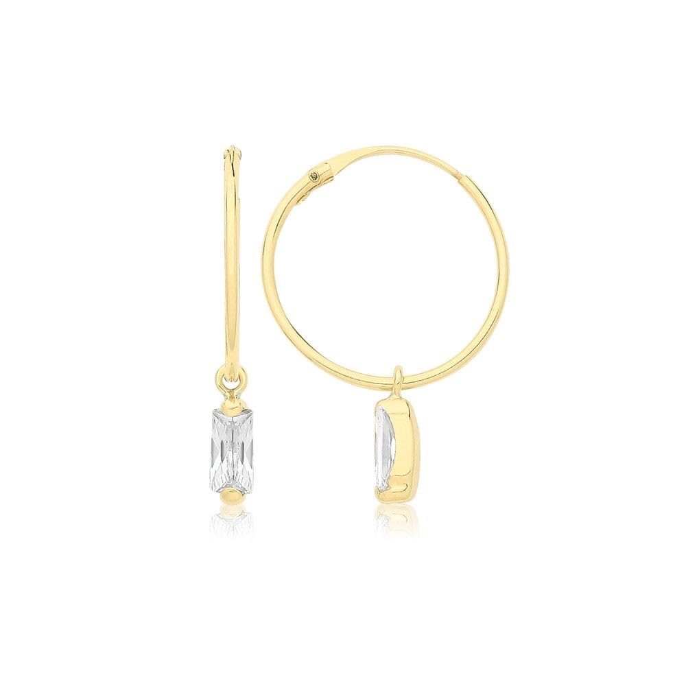 Orecchini in oro giallo 9 kt con zirconi pendenti, ES755, Oro 9 carati