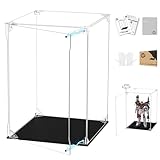 KUKER フィギュアケース UVカット アクリルケース マグネット付き 前扉 コレクションケース ディスプレイケース ショーケース 組み立て式 防汚れ 手袋 クリーニングクロス付き (幅20×奥行20×高さ30cm,台座黒)