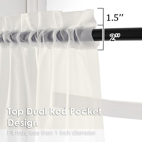 Image of OVZME Ivory Sheer Curtains 78 Inches Long 2 Panels - Soft Light Filtering Window Sheer Panels for Living Room /Bedroom, Top Dual Rod Pocket, 1 Pair, Each 42Wx78L Inches