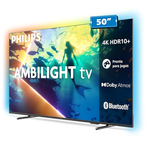 PHILIPS, Smart TV Ambilight 50″ 4K, 50PUG8100/78, Google TV, Comando de Voz, HDR10+/Dolby Atmos, VRR/ALLM, Bluetooth