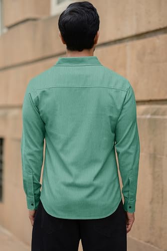 Image of Popcorn Textured Shirts for Men Green M