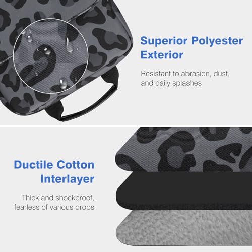 Image of Dadanism 9-11 Inch Tablet Sleeve Bag Carrying Case with Shoulder Strap for iPad (A16) 11 inch, iPad 10th Gen 10.9 inch, iPad Air M4 /Pro M5 11 inch, iPad 9 /8 /7th 10.2 inch, Galaxy Tab A11+ Plus 11 inch, Leopard Black