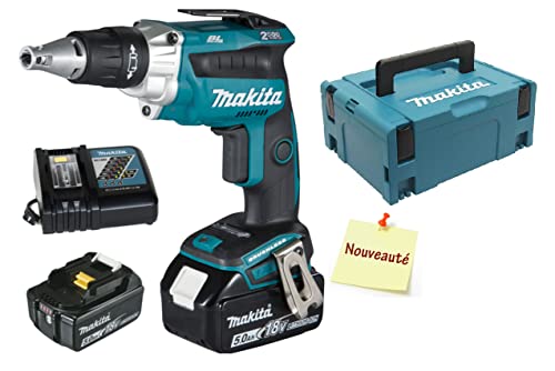 VISSEUSE PLAQUE DE PLÂTRE MAKITA SANS FIL 18 V 2 BATTERIES 5 AH CHARGEUR COFFRET MAK PAC- DFS251RTJ