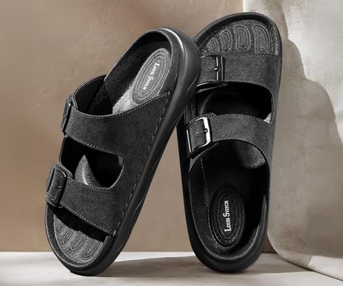 Image of LOUIS STITCH Men's Lightweight Open Toe Double Strap Sandals | Casual Lightweight Open Footwear Sliders | Slip-On Sandals | Stylish & Comfortable Sandals | LSOF-23