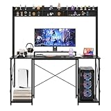 JUMMICO Gaming Tisch Schreibtisch 120 x 60 x 162 cm, Schreibtisch Computertisch mit Regal und Monitorständer, PC Tisch fürs Homeoffice (Schwarz)