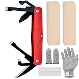 S SMAZINSTAR Splinter Carvin' 6in Traditional Folding Whittling Knife with 1.5in Detail Blade, Sawcut Handle, Nickel Silver Bolsters, and Convenient Size for Carving, Camping, EDC, and Outdoors (Red)