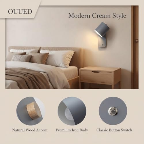 Aplique de pared ajustable y giratorio de hierro mate con interruptor 4