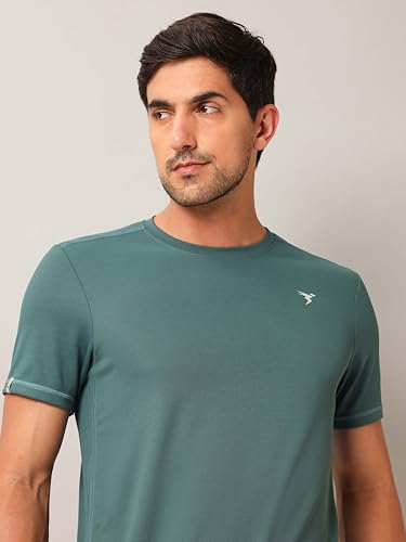 Image of TECHNOSPORT Men's 100% Polyester Slim Fit Solid Short Sleeve T-Shirt for Gym, Workout, Sports and Regular Use - Pack of 2