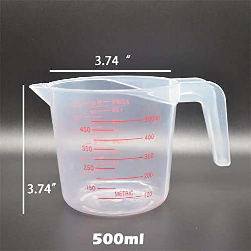 Vaso medidor plástico 500 ml transparente con asa miniatura 2