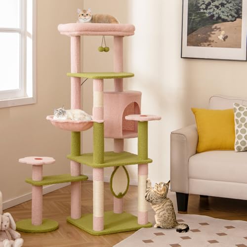 PETSITE Árbol para Gatos Flor 58 pulg Multinivel Rosa miniatura 2