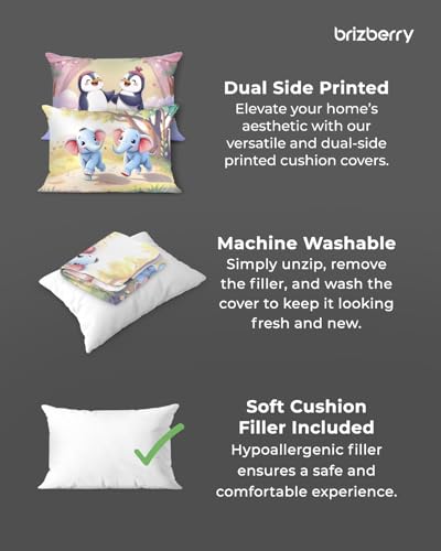 Image of Brizberry Baby Kids Pillow Cushion, for 3 Years to 8 Years, Super Soft Fabric | Animal & Cartoon Prints | 12x18 inches (Design 22)
